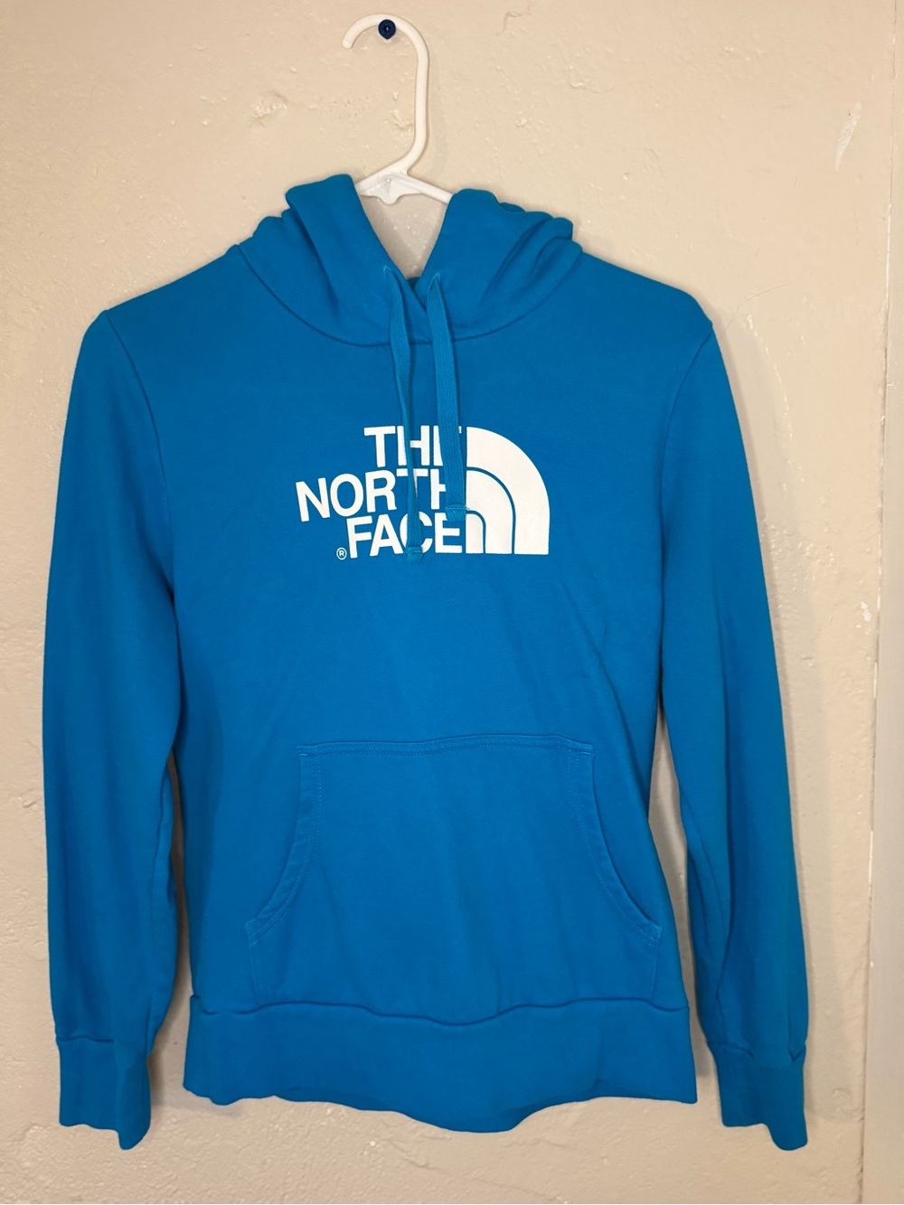 The North Face Turquoise Pullover Hoodie with White Logo